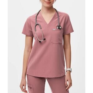 FIGS Caterina One Pocket Scrub Top Dusty Rose Mauve Nursing Size XS